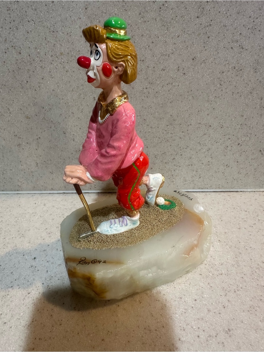 Ron Lee vintage ‘95 golfer clown hand painted onyx base #425 signed